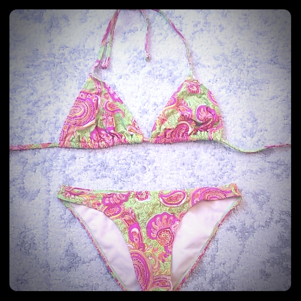 Paisley Green & Pink Bikini